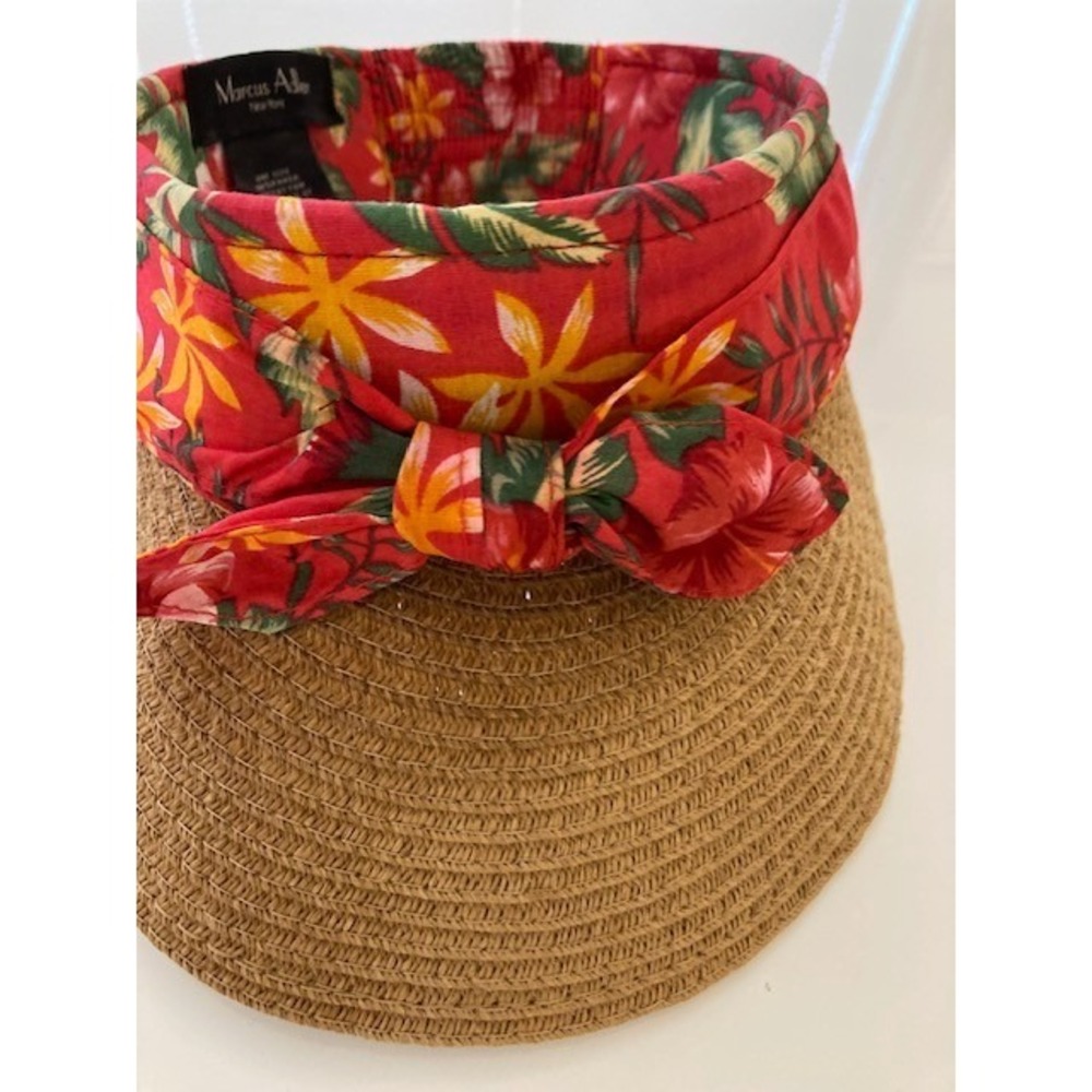 Marcus Adler New York Floral Straw Visor Hat